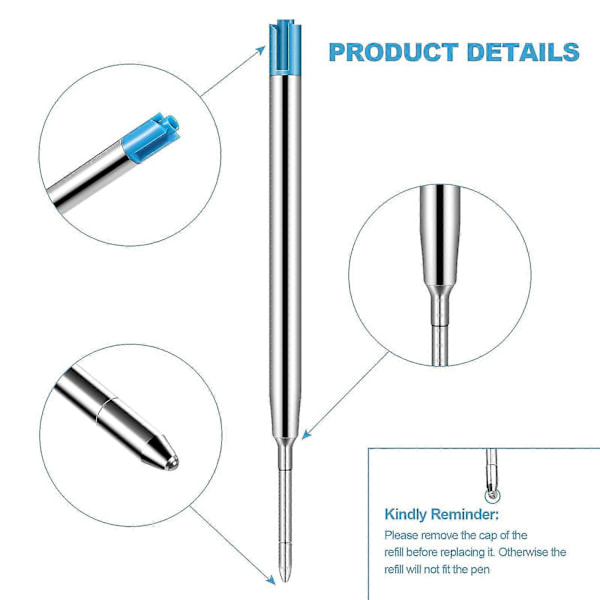 50 stk. Udskiftelige Kuglepen Refiller Metal Refill Glat Skrivning Pen Refiller 1,0 mm Udskiftning
