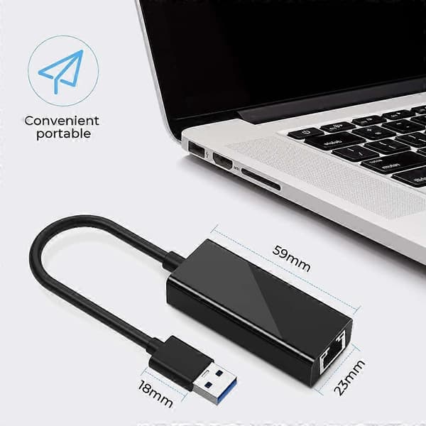 USB til Ethernet Adapter, YWSS USB 2.0 til RJ45 Gigabit Ethernet til USB Adapter, 100Mbps USB Ethernet Adapter Kompatibel Laptop (Sort)