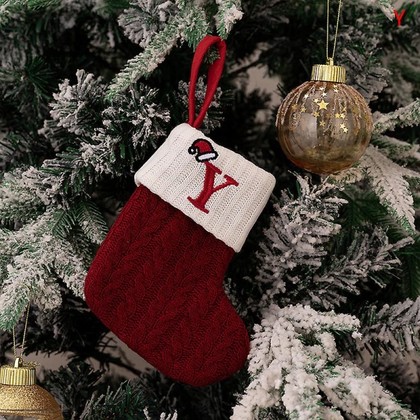 Christmas strumpor stickning brev strumpa dekoration för hem Xmas Tree Ornament style 25