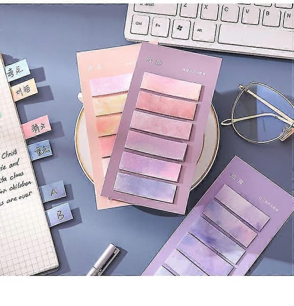 8 sæt selvklæbende faner bogmærker selvklæbende faner bogfaner highlighter-striber til annotering af bøger