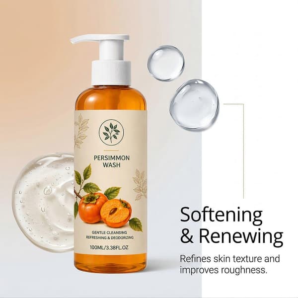 Kaki Deodoriserende Kroppsvask 100ml, Mild Dyprensende Kroppsvask med Kaki Fruktekstrakt for Menn og Kvinner 1pcs