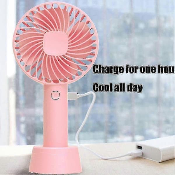 Mini Håndholdt Køleventilator Luftkøler USB Genopladelig Med 1200 Mah Batterier Pink