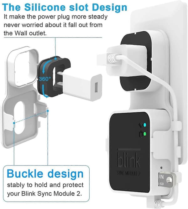 2 stk. veggfeste for Blink Sync Module 2, spar plass og enkel flytting av brakettholder for Blink utendørs innendørs sikkerhetskamera (Blink Sync Mod