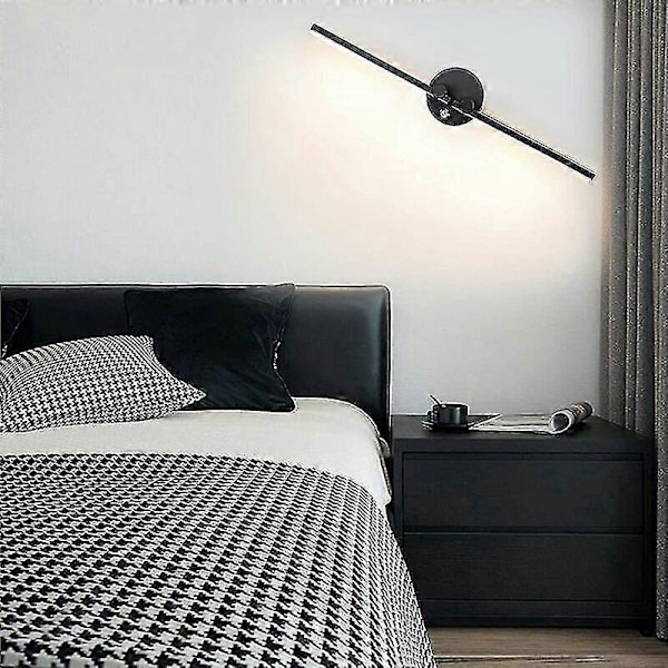 Badeværelsesvæglampe med kontakt, 2 pærer, 12w, LED til badeværelsesspejl 73cm, dobbelt LED-lys, justerbar arm 300 (sort 3000k)