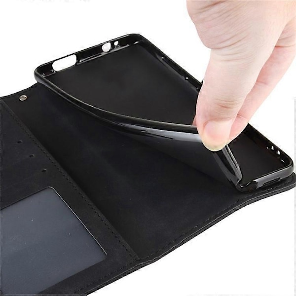 Yhteensopiva vivo Y76 5G PU-nahkainen korttipaikallinen suojakotelo, jossa on kaksoismagneettilukko, lompakkoteline ja puhelinkuori Black