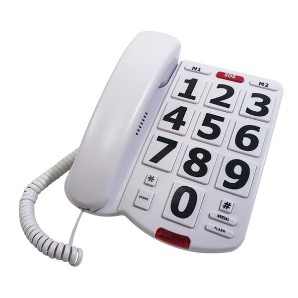 Seniorvenlig fastnettelefon med store knapper, perfekt til seniorer og hørehæmmede