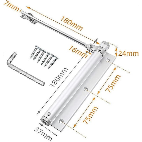 Fjäderstängare Dörrstängare i Aluminiumlegering Justerbar Ytmonterad Självstängande Anordning 45kg (1 Styck)