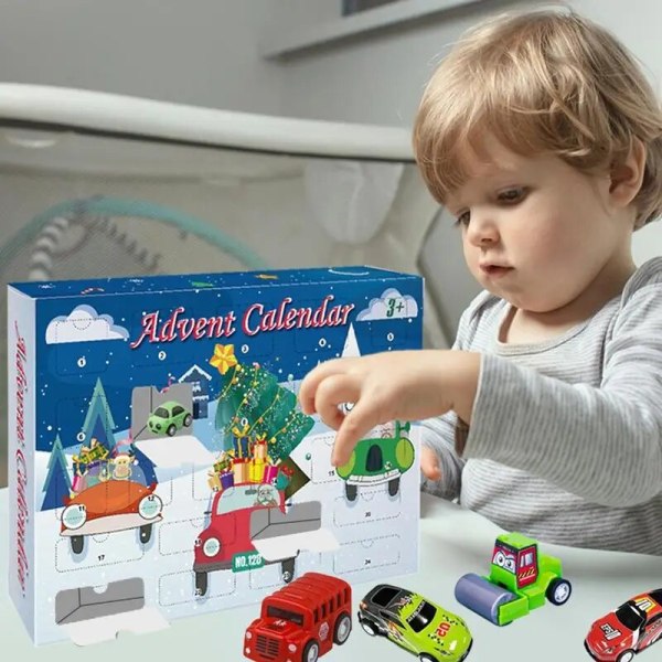 2023 Joulun lähtölaskenta Adventtikalenteri 24 kpl/ set Takaisinvedettävä Miniautolelu lapsille Pojille Syntymäpäivälahjat ja joulujuhlalahjat