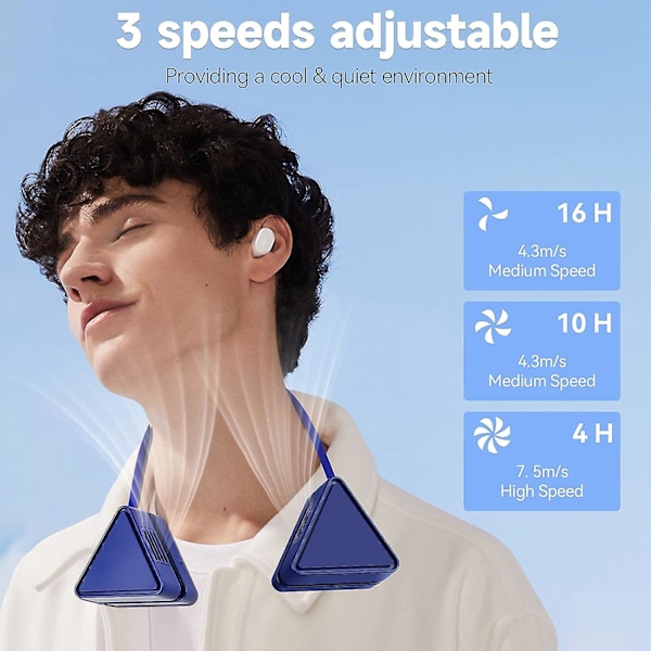 Bärbar Halsfläkt, 2400mah Batteridriven Personlig Fläkt, 360 Rotation Kylfläkt, Bladlös Fläktdesign Klämmer Inte Håret, 3 Hastigheter Justerbara