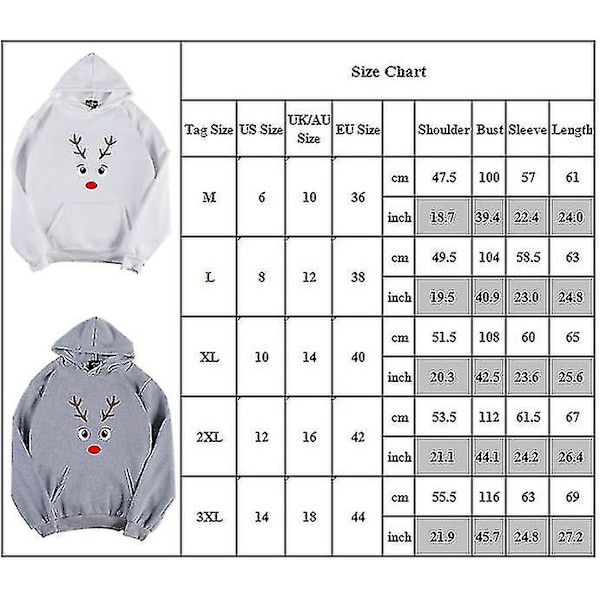 Dam Långärmad Huvtröja Jul Älg Printed Pullover Toppar-gul L