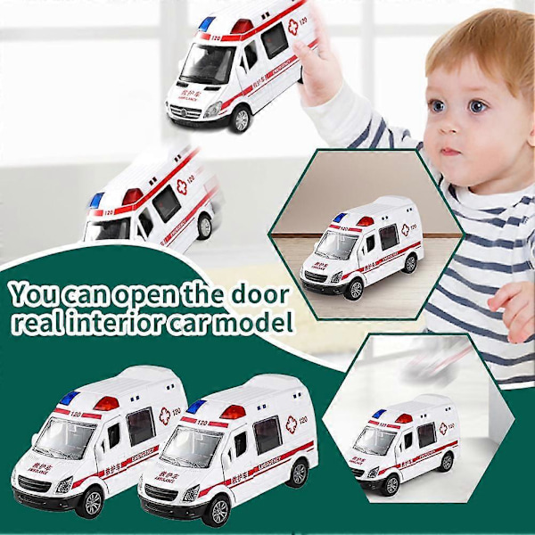 Valettu metalliseos ambulanssiauto mallilelu ajoneuvo lapsille lahjaksi