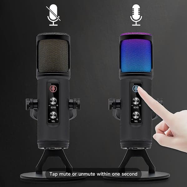 Kvalitets USB Mikrofon RGB Belysning Overlegen Lydkvalitet Cardioid USB Mikrofon