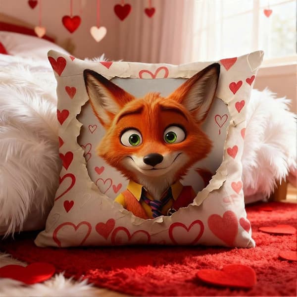 Zootopia 2 Hjerte Mønster Plys Pudebetræk Sofa Stue Indretning Gave A 1pcs