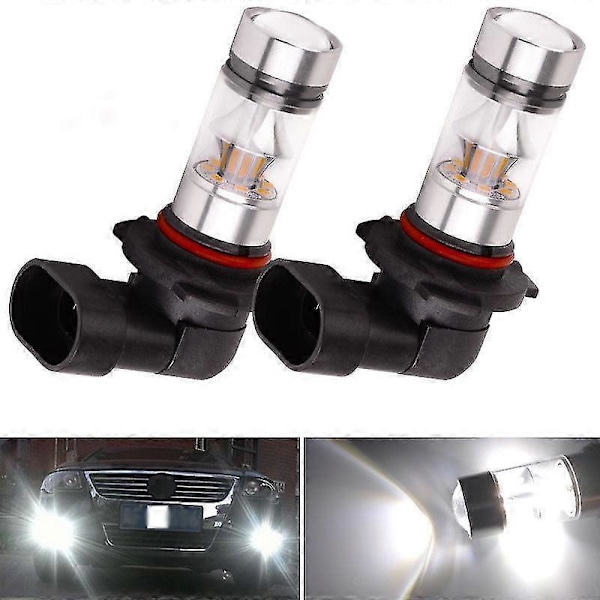2x 9005 HB3 6000K 100W 2323 LED Projektor Dimljus Körljus Lampor Vit