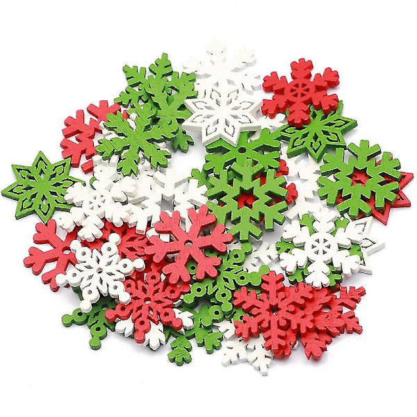 50 st 20/25 mm blandad träskiva julsnöflinga Scrapbooking för julutsmyckning Hantverk DIY Hantverk dekoration Mixed 20mm