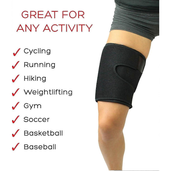 Justerbar lårstøtte, quadriceps-støtte og lårbandager til mænd og kvinder. Unisex åndbar neopren skridsikker hamstring kompressionsærme