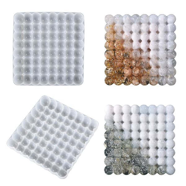Halv Perle Brikforme Firkantede Silikone Brikforme Til Epoxy Resin Coaste-fg