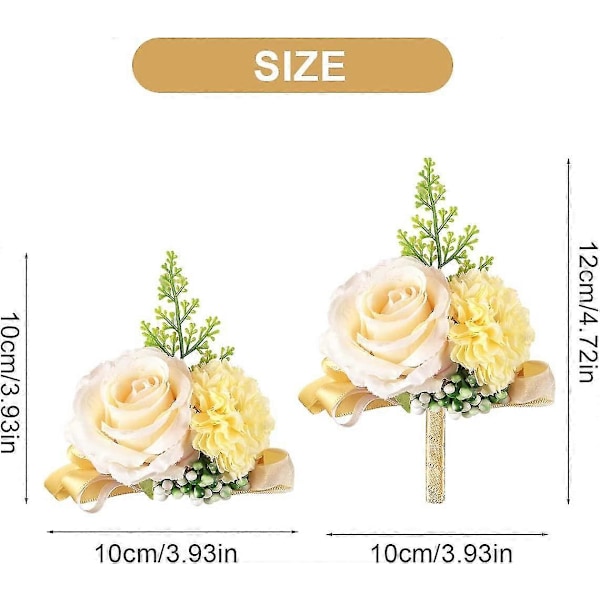 6 stk. Knapphullsblomster Sett For Menn Bryllup Med Nåler For Brudgom Og Forlover, Rose Knapphullsblomster Corsager
