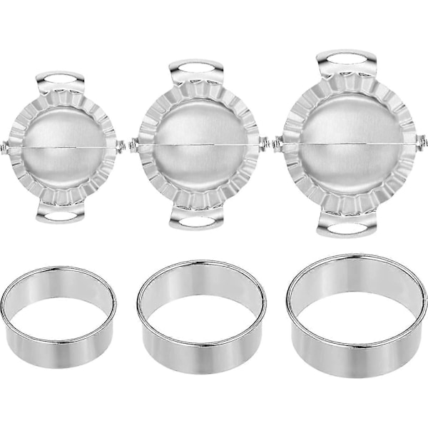 3 Delar Degpress Dumpling Maker Med 3 Delar Degskärare I 9,5 Cm/ 8,5 Cm/ 8 Cm Degskärare Paj Ravioli Empanadas