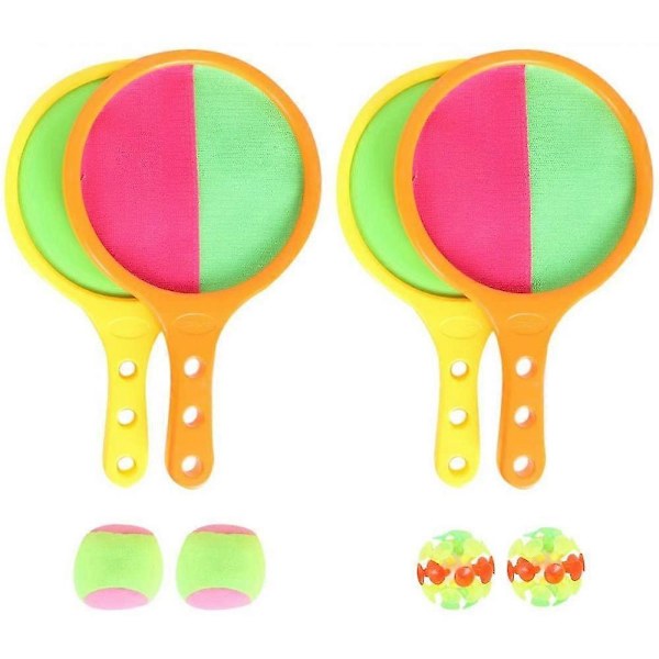2 Sett Paddle Toss og Catch Ball Sett Disc Paddles og Toss Ball Sports Interaktivt Spill for Voksne Barn Tilfeldig Farge MKK