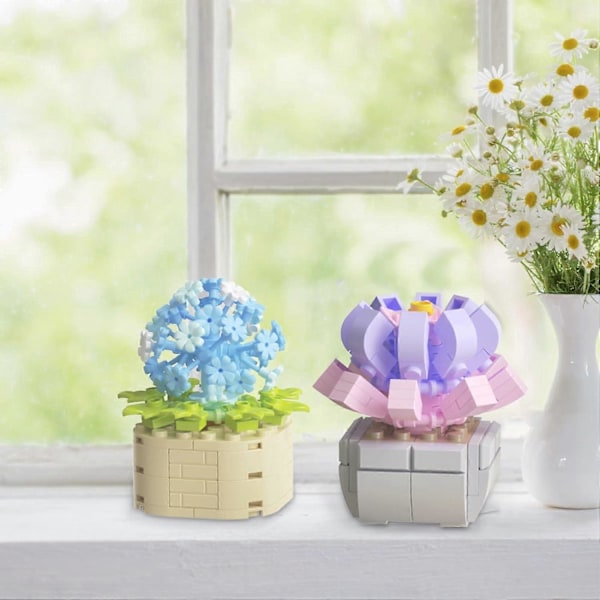 Mehikasvit Kasvien Rakennussarja Mini Tiilet Bonsai Malli Joulu Syntymäpäivälahjat Lapsille, Pojat Tytöt Lahja (2 Sarjaa)