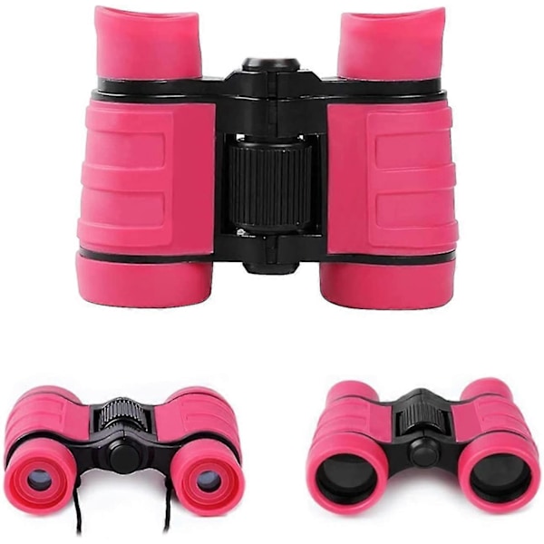 Kikkert til børn, kikkertlegetøj 4x30 til alderen 3 4 5 6 7 8 år, gaver til børn, pink