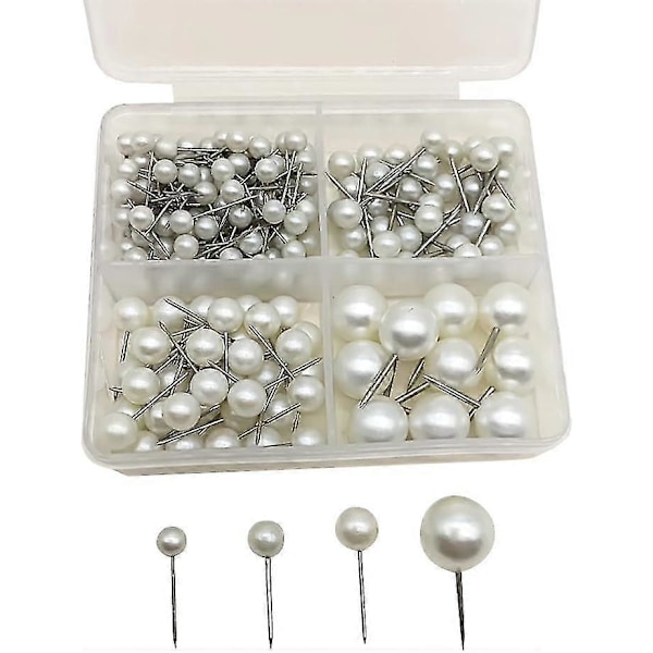 400 stk Små Perlehoved Push Pins Kort Tommelfinger Tacks Opslagstavle Push Pins Hvide Metal Push Pins Dekorative Håndværk Tommelfinger Tacks Plastik Pushpins