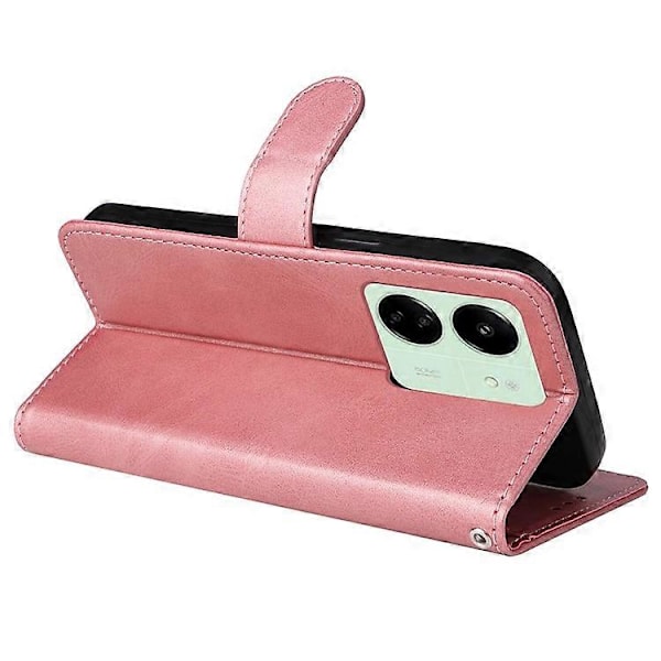Kompatibel for Xiaomi Redmi 13C Deksel Støtsikker PU Lær Telefondeksel Kalveskinn Tekstur Telefonskall Pink
