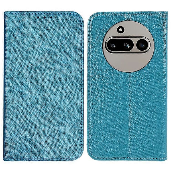 Kompatibelt Skal för Nothing Phone (3a) Fodral Korsstruktur Läder Telefonskydd Dold Magnetisk Azure