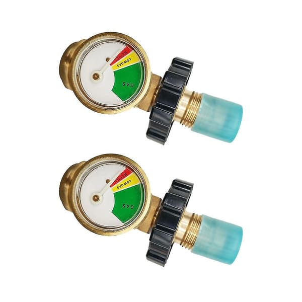 2-pak Propantank Adapter med Måler - Konverterer Tank Serviceventil til Qcc1 / Type 1 til BBQ Gasgrill