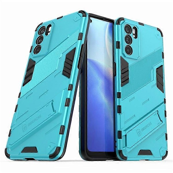 Defender Stöttåligt Militärt Hållbart Robust PC + TPU Skal med Ställ Kompatibelt För Oppo Reno6 5G LightBlue