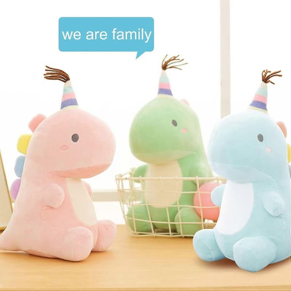 Kosedyr, myk dinosaur kosedyrfigur gave til gutter og jenter (rosa, 23 cm)