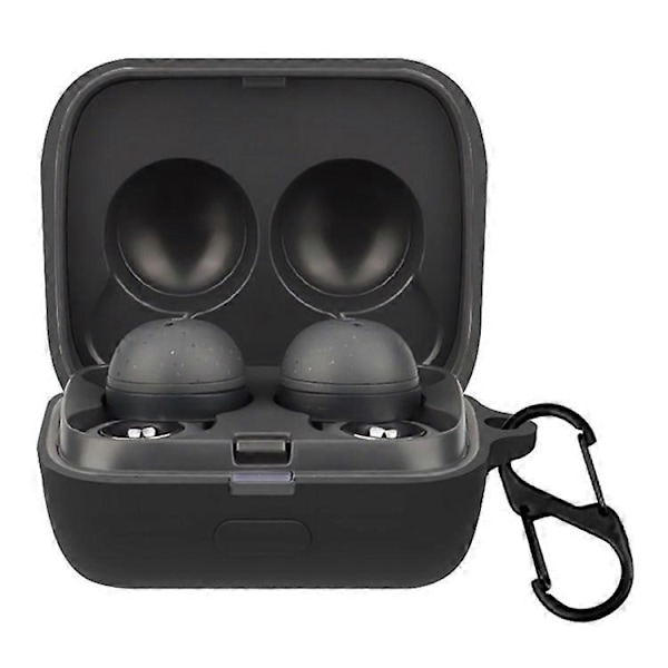 Yhteensopiva Sony LinkBuds -kuulokkeiden silikonikotelon kanssa, yksivärinen nappikuulokkeiden latauskotelon suojus soljella Black