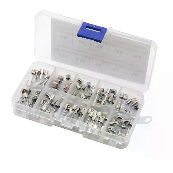 100 stk. 5*20 5x20 mm Autosikringsglassikringssæt, assorteret, 02A 05A 1A 2A 3A 5A 6A 8A 10A 15A