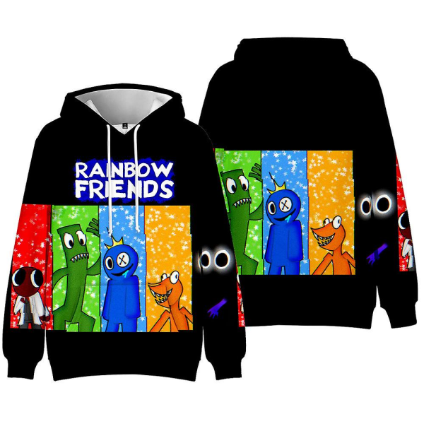 Rainbow Friends Printed Kids Pojat Tyttöjen Huppari Kiristysnyörillä Hupullinen Neulepusero Casual Löysä Topit style 2 11-12 Years