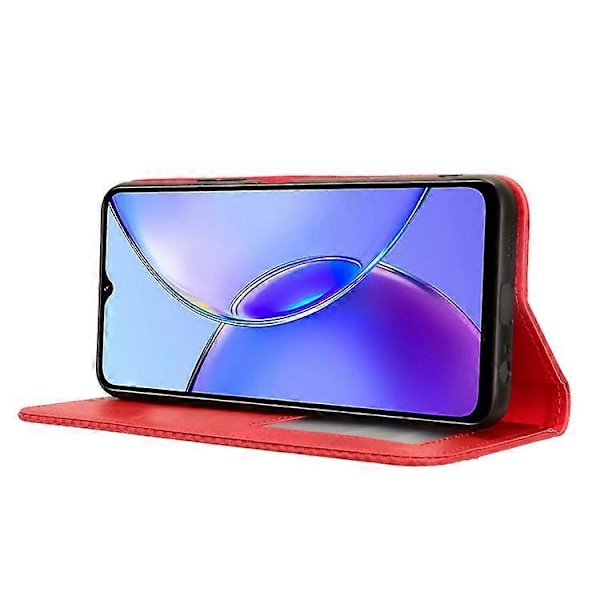 Kompatibelt Skal för vivo Y17s 4G PU Läder Fullständigt Skydd Mobilskal Red