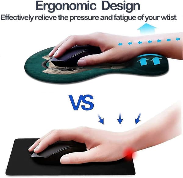 Ergonomisk musemåtte med håndledsstøtte, søde musemåtter med skridsikker gummibase til hjemmekontor