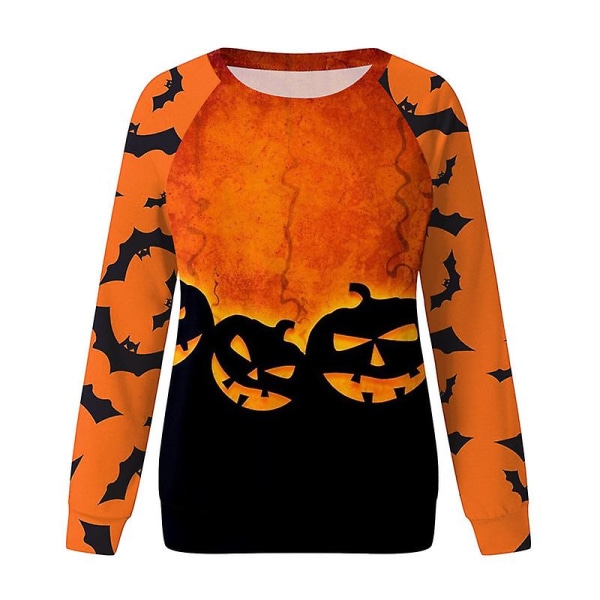 Halloween Sweatshirts Dam Höst Pumpa Långärmade Skjortor Blus Pumpa Grafiskt printed Crewneck Pullover Top style 6 2XL