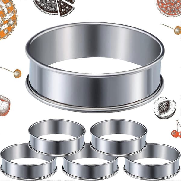 6 Stykker Muffin Terte Ringer Dobbel Valsede Terte Ringer Rustfritt Stål Muffin Ringer Metall Rund Ring Mo