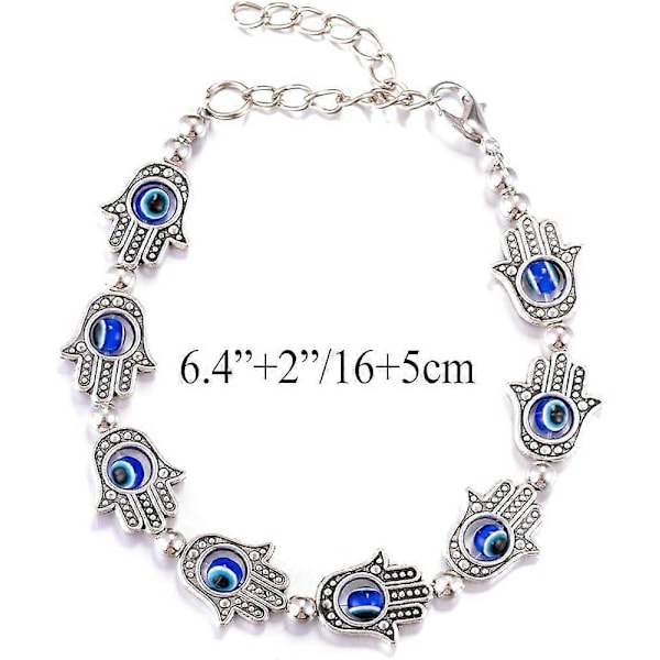 Ondt Øye Hamsa Hånd Armbånd for Beskyttelse og Lykke, Håndlagde Lenkearmbånd for Kvinner Menn Tenåringsgutter Jenter Amulett Smykker
