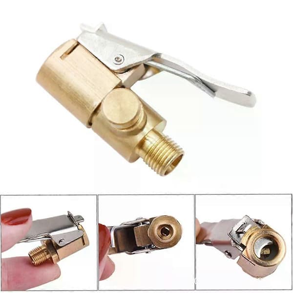 Clip-on Adapter Mässing Bil Lastbil Däck Luftpump Chuck Luftkompressor Ventil Clip Clamp Anslutningsmunstycke Däck Hjul Däck Luftchuck