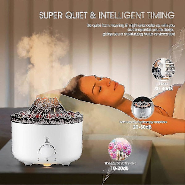 Vulkan Luftfukter, Jellyfish Mist Luftfukter for Soverom, Pulserende/kontinuerlige Moduser, Gul/blå Nattlys Farge Med Fjernkontroll, 560ml