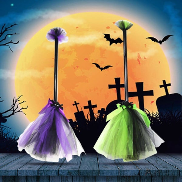 Halloween Häxkvast Portabel Mycket Detaljerad Plast Tema Fester Kvast Rekvisita för Hemmet