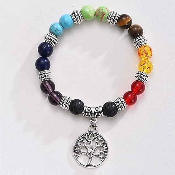 Chakra Armbånd Til Kvinder Reiki Healing Krystaller Yoga Perler Stretch Armbånd Håndlavede Naturlige Ædelsten Flettet Reb Elastisk Snøre Manchet Perler Armring