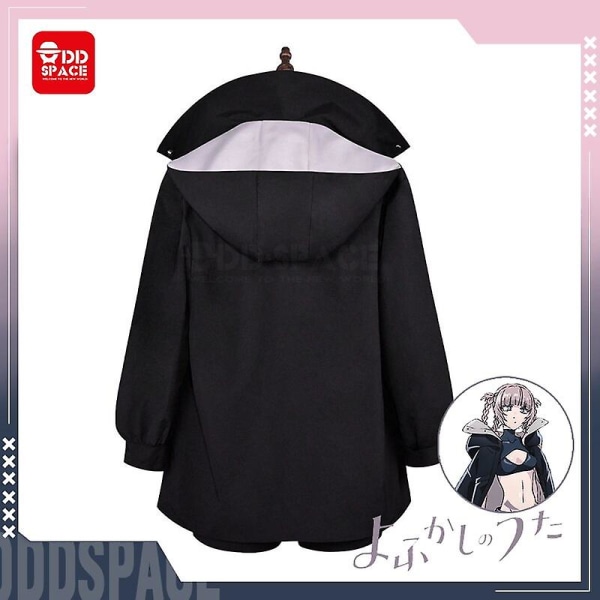 Nanakusa Nazuna Cosplay Call Of The Night Cosplay-asu musta takki nahkashortsit asu Yofukashi No Uta Cosplay peruukkipuku Skirt set 3XL