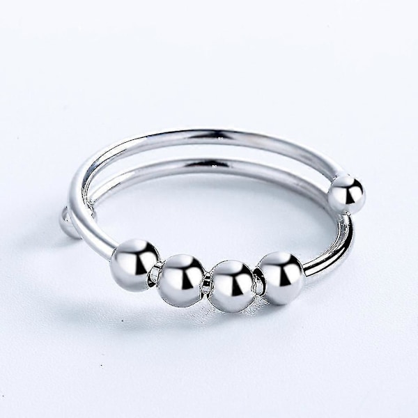 Kvinnor Roterbara Fidget Pärlringar Enkel Spiral Spinner Pärlring Anti Stress Ångest Öppningsbar Fredsring Smycken