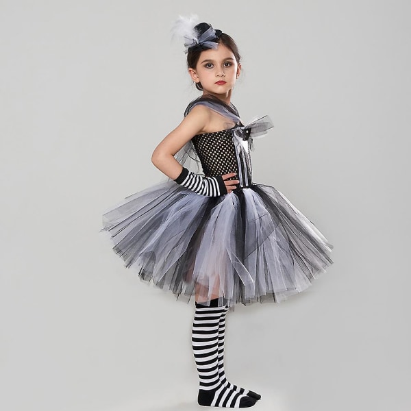 Painajainen ennen joulua Tytöt Tutu Musta Mekko Jack Cosplay 2023 Halloween Carnival Puku Lapset Fantasia Vaatteet Hiusnauha 5pcs Dress Set A M(4-5Y)