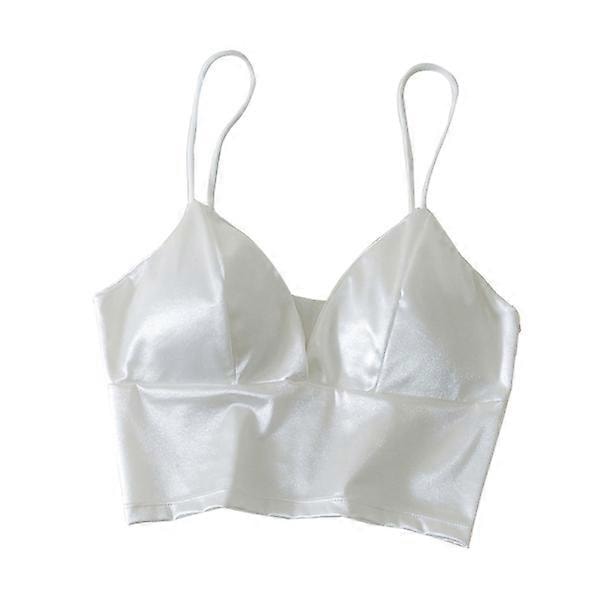 Sexig V-ringad Crop Bralette BH med bandeau-tubtopp för kvinnor och flickor (Vit)