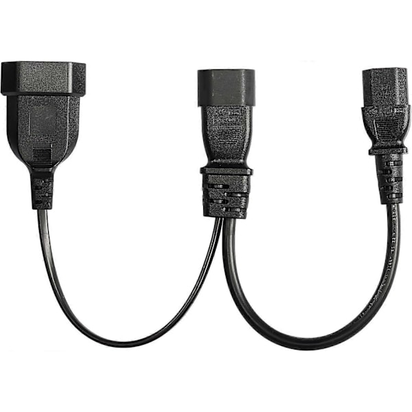 0,3 m C14 till C13 + EURO Y Splitter Strömkabel, IEC 14 Hane till IEC 13 Hona & EURO CEE7/16 Hona Förlängningskabel för Dator