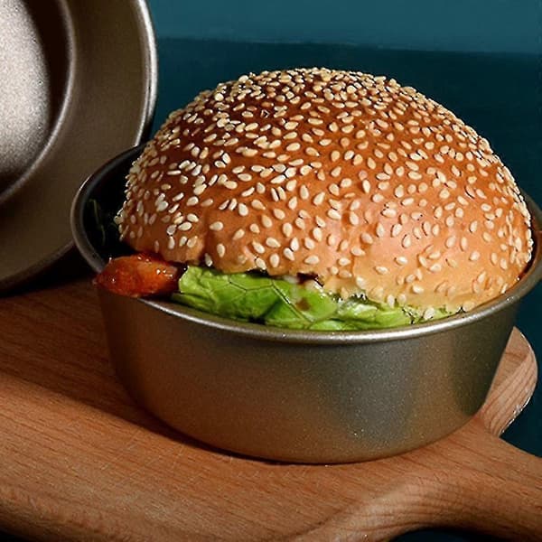 4 stk. 10 cm Karbonstål Gullfarget Mousse Kake Burgerform Bakebrett